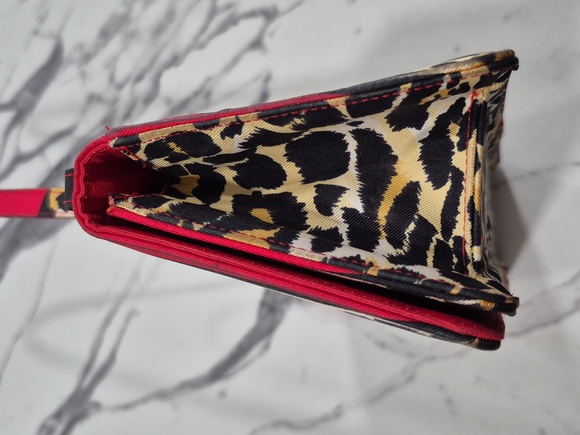 Stuart Weitzman Leopard Mini Bag, Tan & Black Animal Print w Red, Vintage - Picture 5 of 14